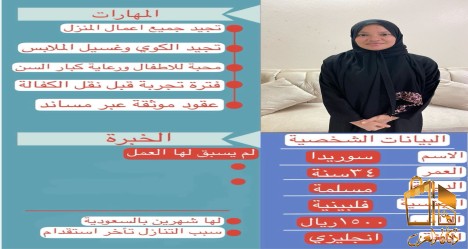 متوفر عاملات وطباخات ومربيات